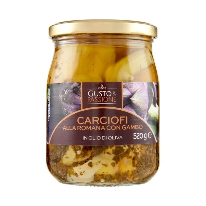 Gusto & Passione Carciofi alla Romana con Gambo in Olio di Oliva 520 g