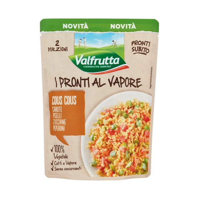 Valfrutta I Pronti al Vapore Cous Cous, Carote, Piselli, Zucchine, Peperoni 220 g