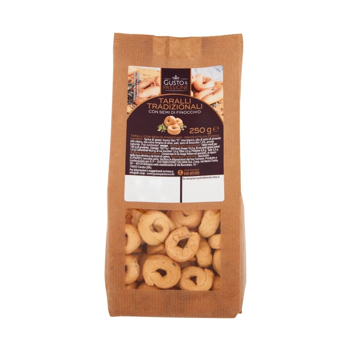 Gusto & Passione Taralli Tradizionali con Semi di Finocchio 250 g