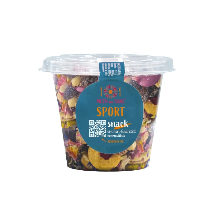 miscela snack sport con fiori disidratati commestibili e frutta secca metti un fiore