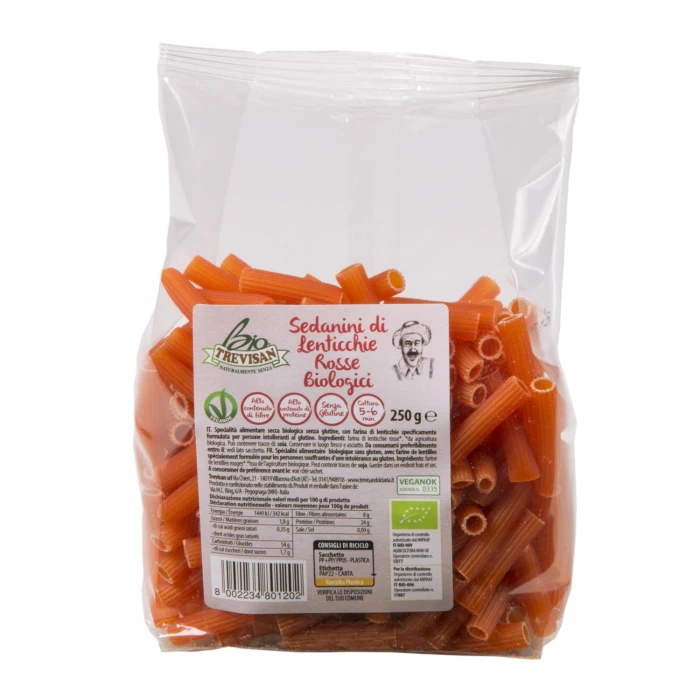 sedanini 100% lenticchie rosse senza glutine BIO TREVISAN 250 g